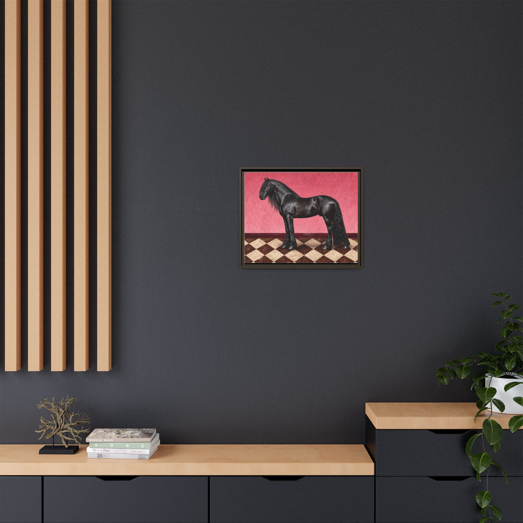 Gentle Giant in Raspberry - Black Friesian Draft Horse Art Print | Equestrian Wall Art