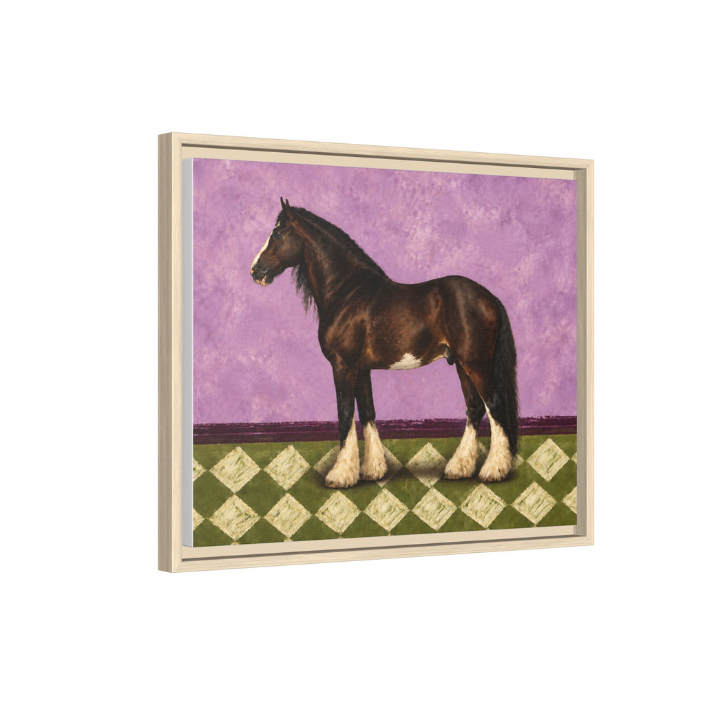 Gentle Giant in Lavender — Bay Draft Horse Art Print on 
Canvas- Framed