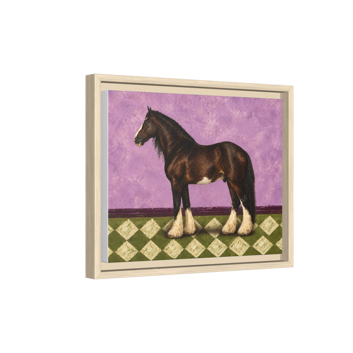 Gentle Giant in Lavender — Bay Draft Horse Art Print on 
Canvas- Framed