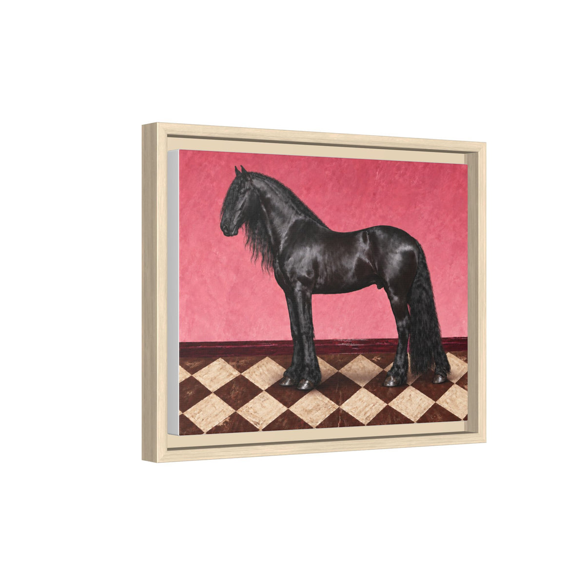 Gentle Giant in Raspberry - Black Friesian Draft Horse Art Print | Equestrian Wall Art