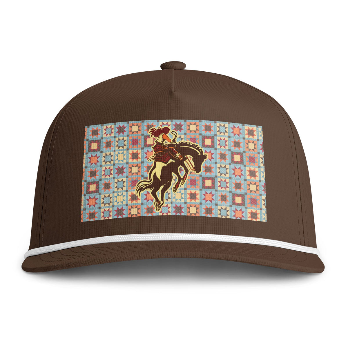 Star Patch Bronc Hat - Western Rodeo Rope Cap - Cowgirl Quilt