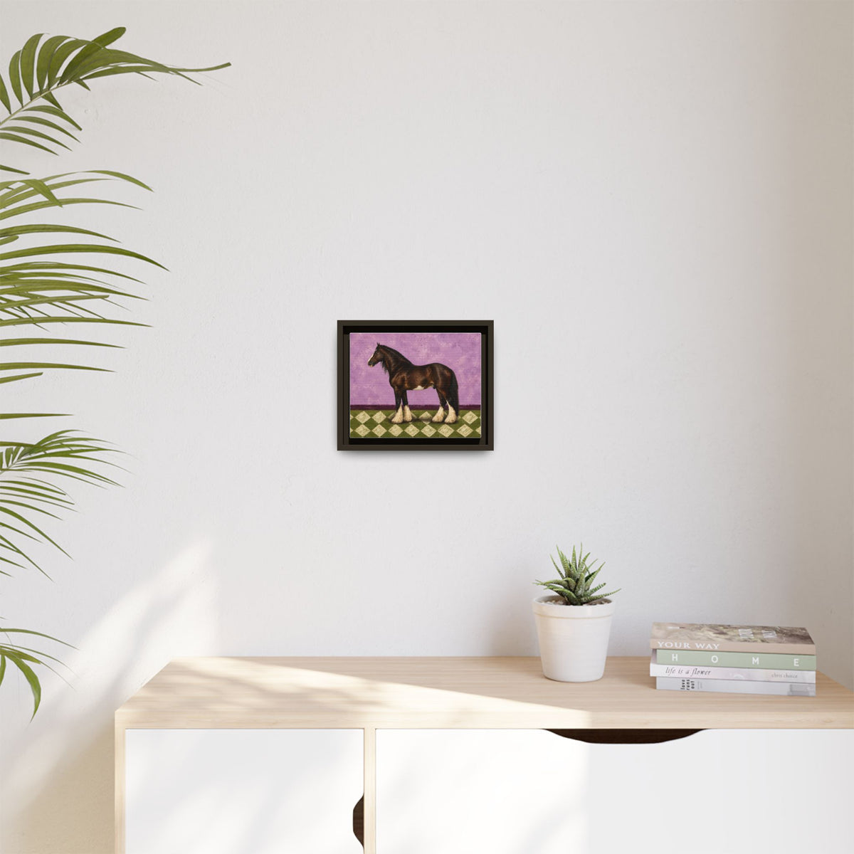 Gentle Giant in Lavender — Bay Draft Horse Art Print on 
Canvas- Framed