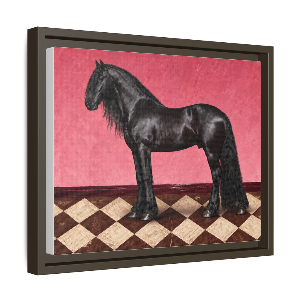Gentle Giant in Raspberry - Black Friesian Draft Horse Art Print | Equestrian Wall Art