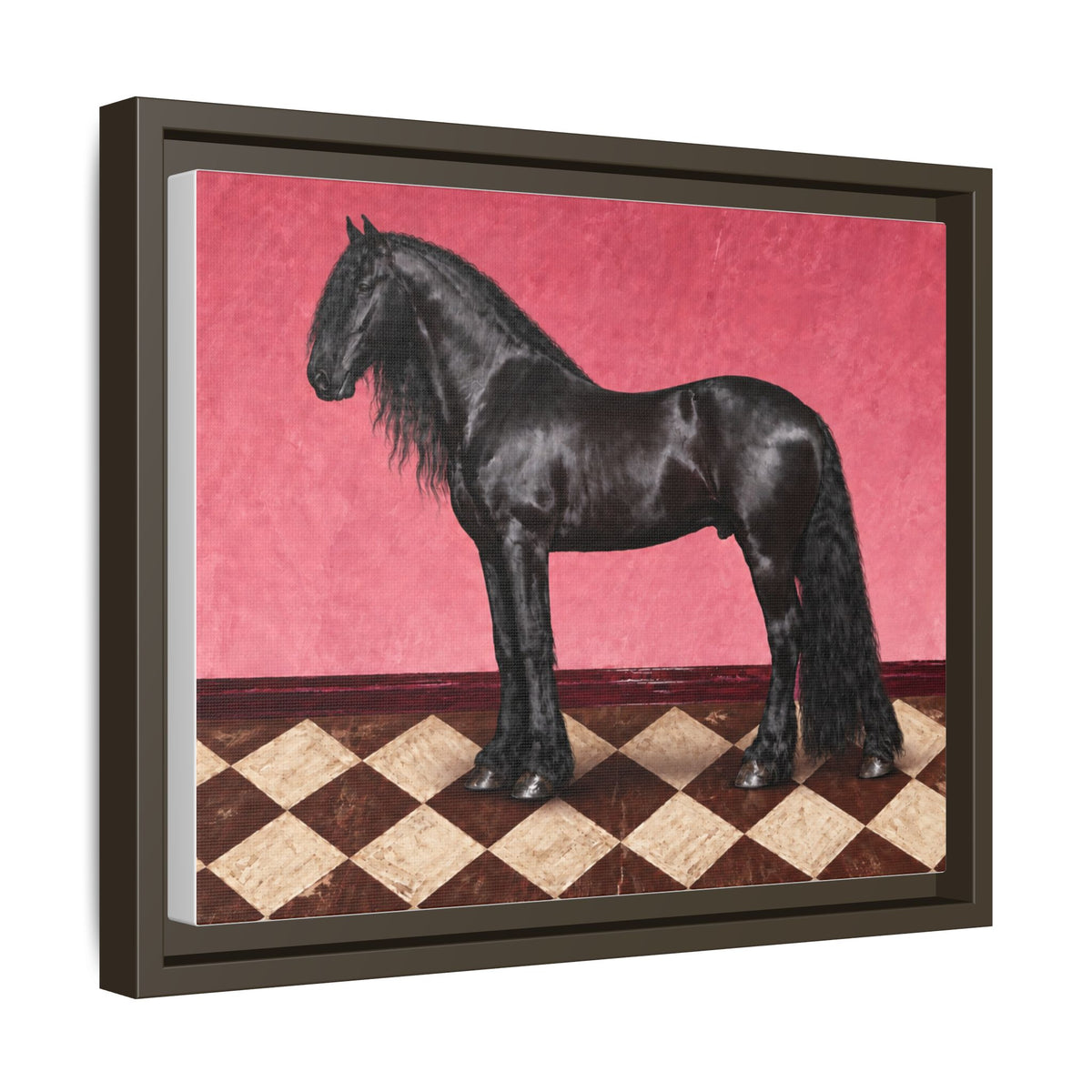 Gentle Giant in Raspberry - Black Friesian Draft Horse Art Print | Equestrian Wall Art