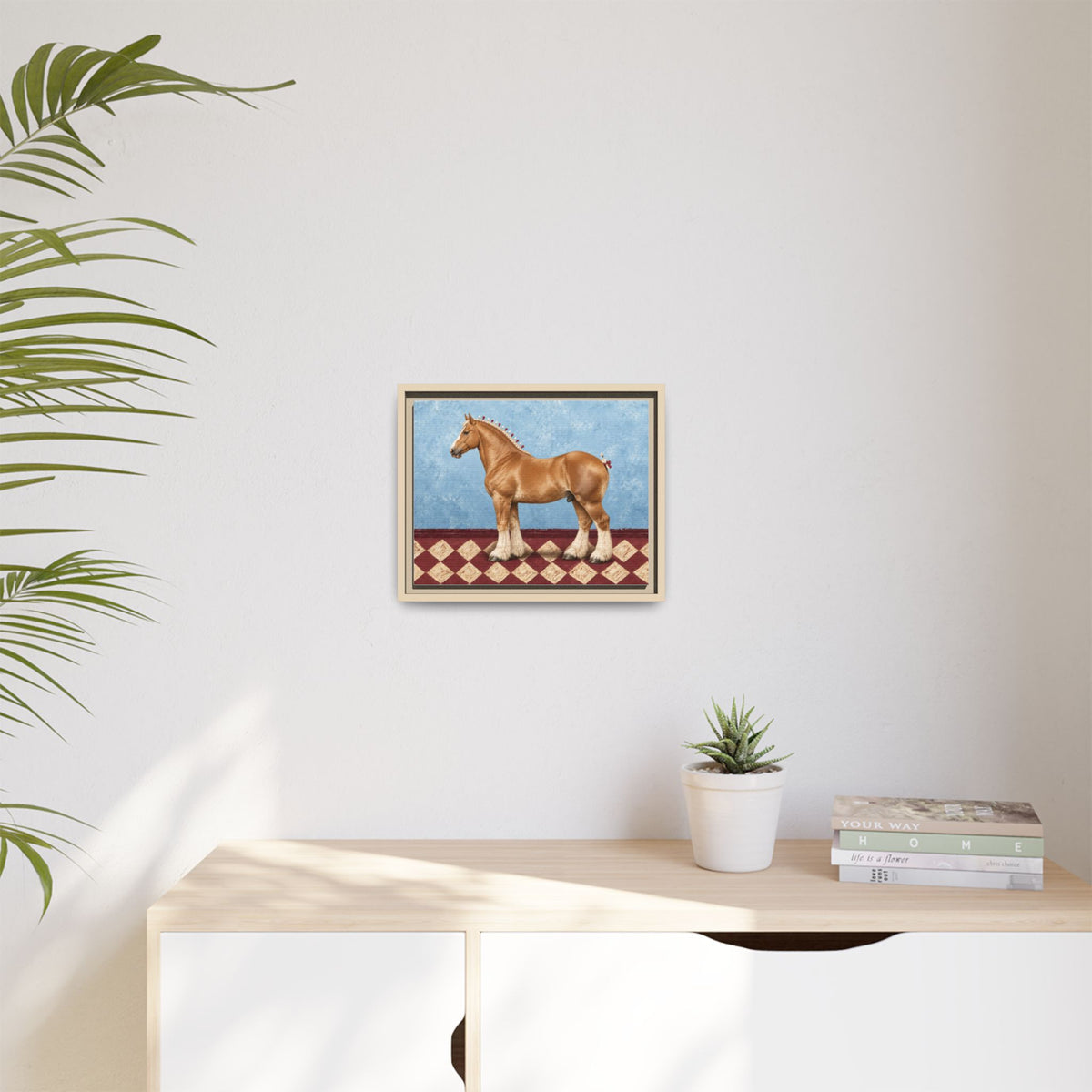 Gentle Giant in Blue - Flaxen Chestnut Belgian Draft Horse Art Print