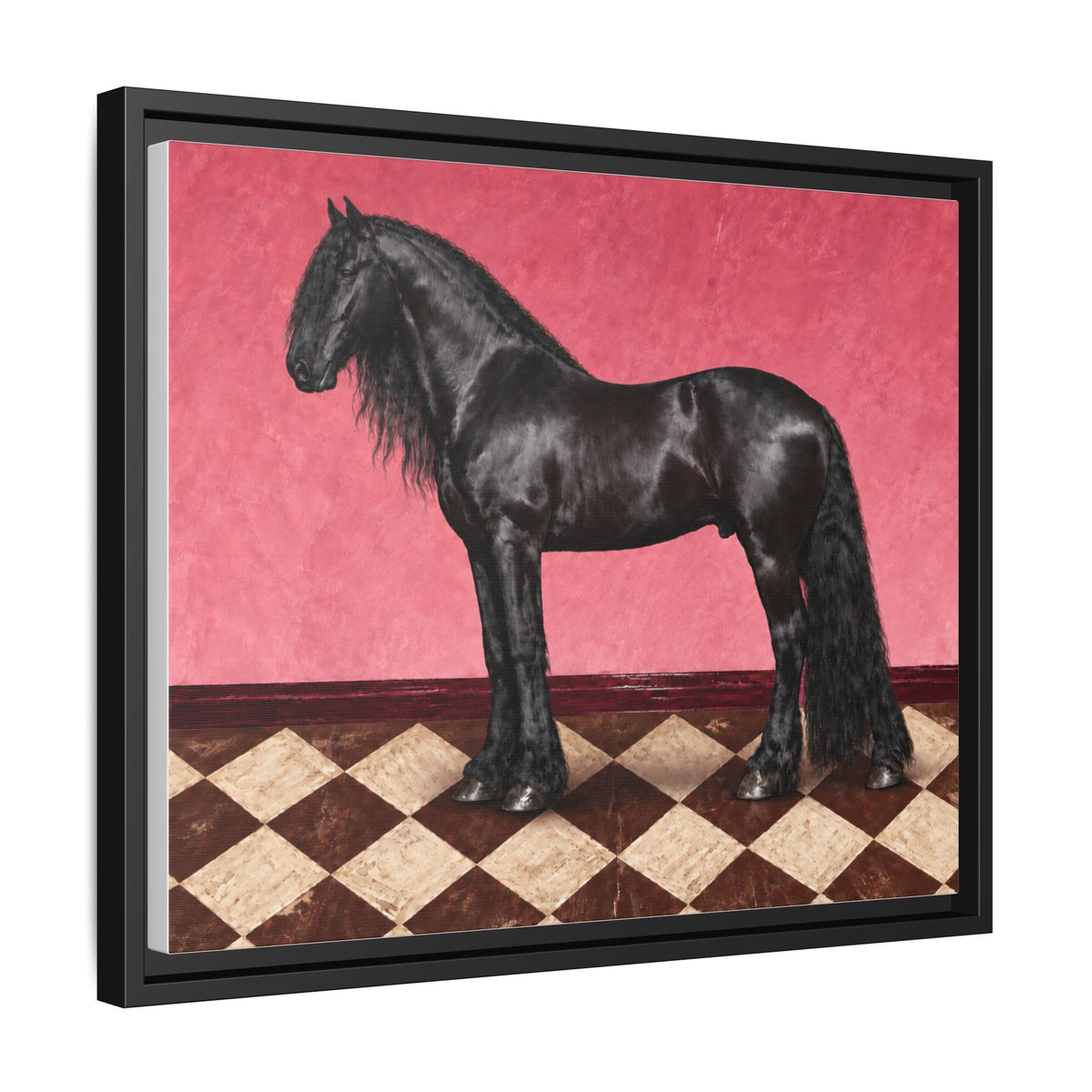 Gentle Giant in Raspberry - Black Friesian Draft Horse Art Print | Equestrian Wall Art