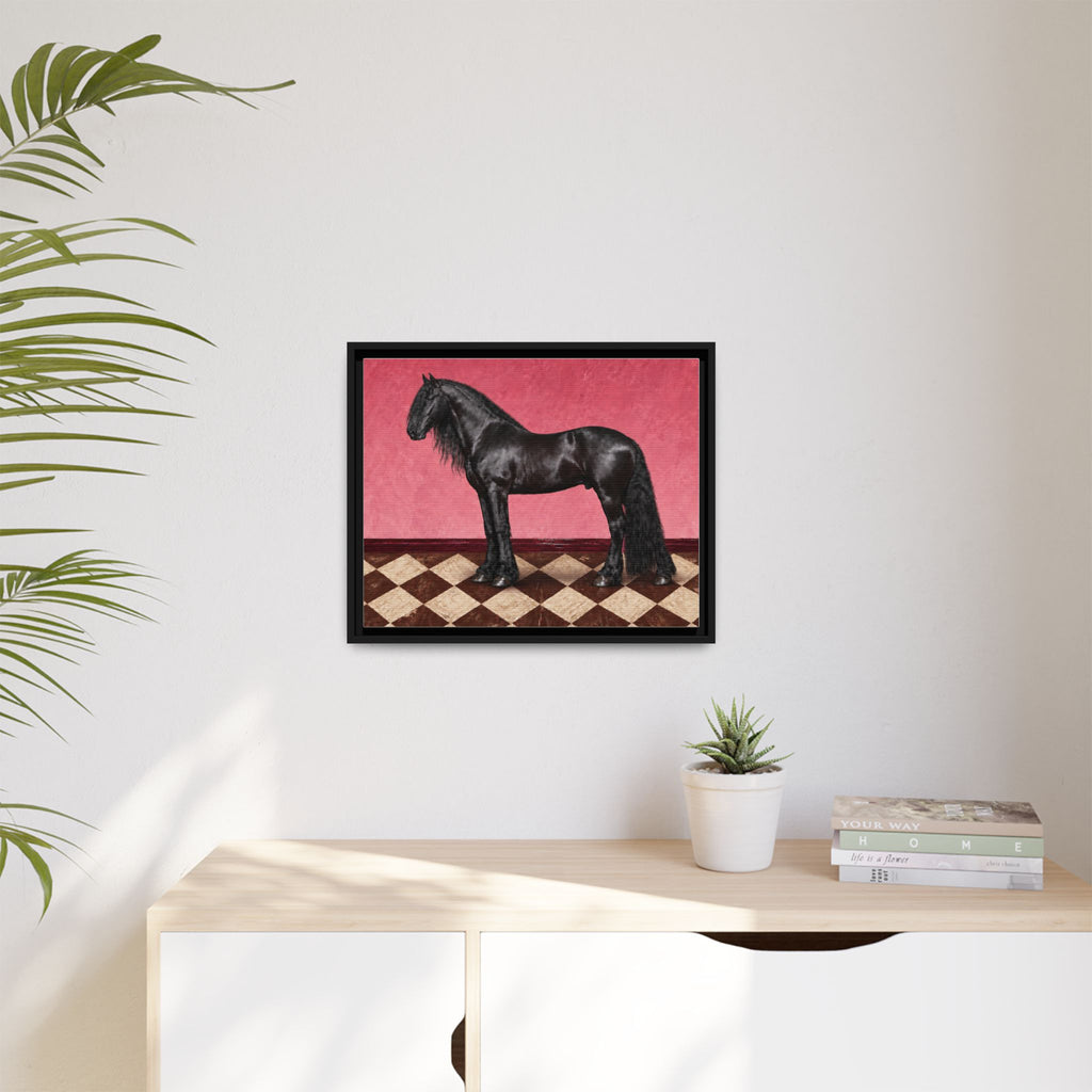 Gentle Giant in Raspberry - Black Friesian Draft Horse Art Print | Equestrian Wall Art