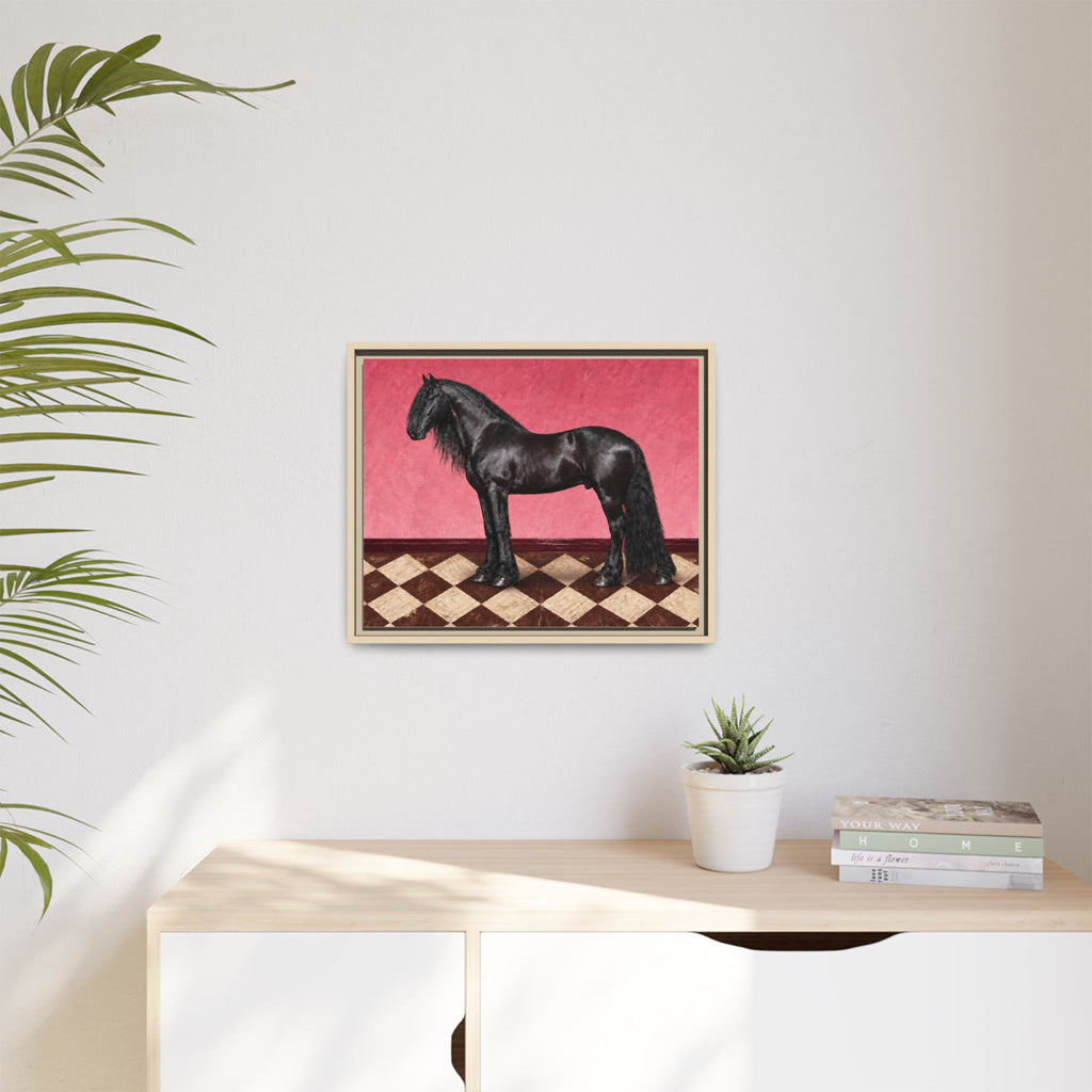 Gentle Giant in Raspberry - Black Friesian Draft Horse Art Print | Equestrian Wall Art