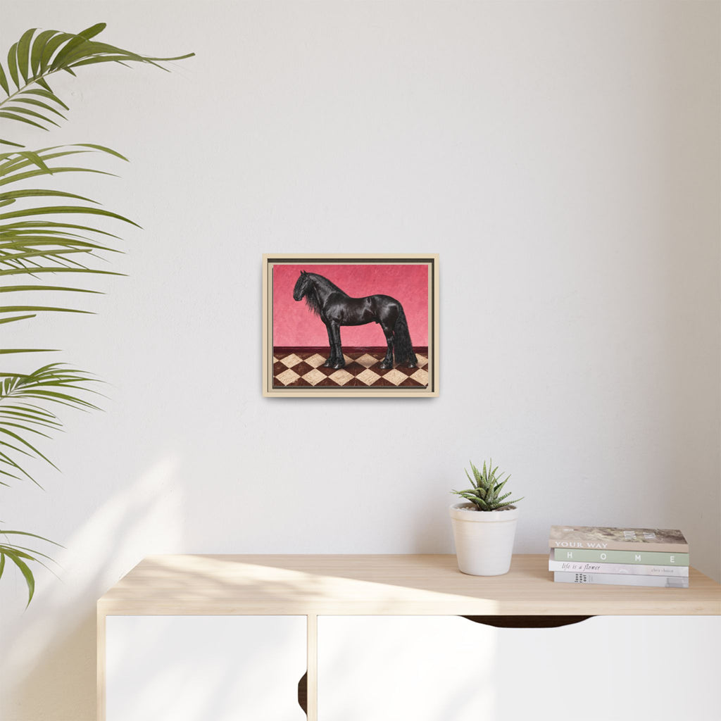 Gentle Giant in Raspberry - Black Friesian Draft Horse Art Print | Equestrian Wall Art