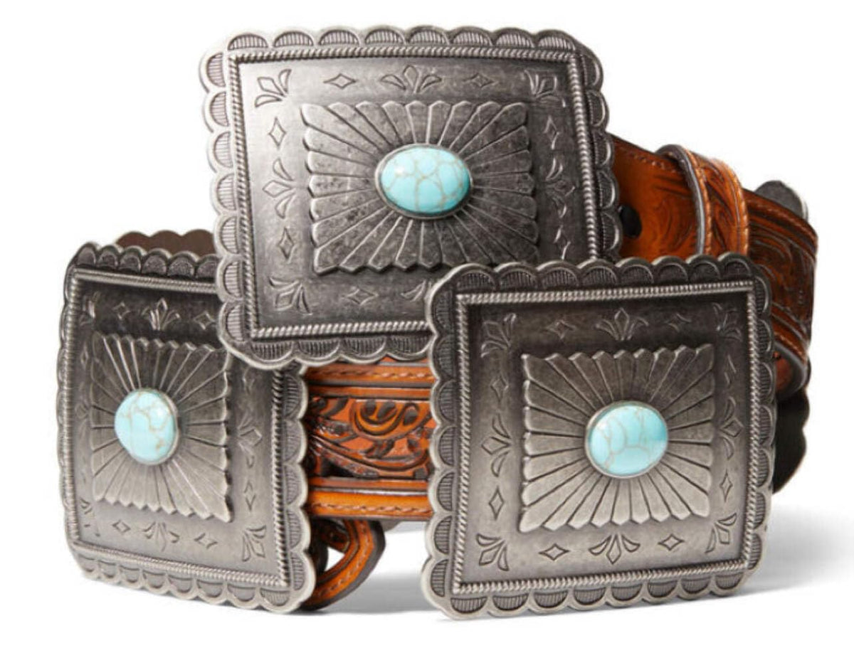 ARIAT Womens Turquoise Concho Western Belt Tan Medium