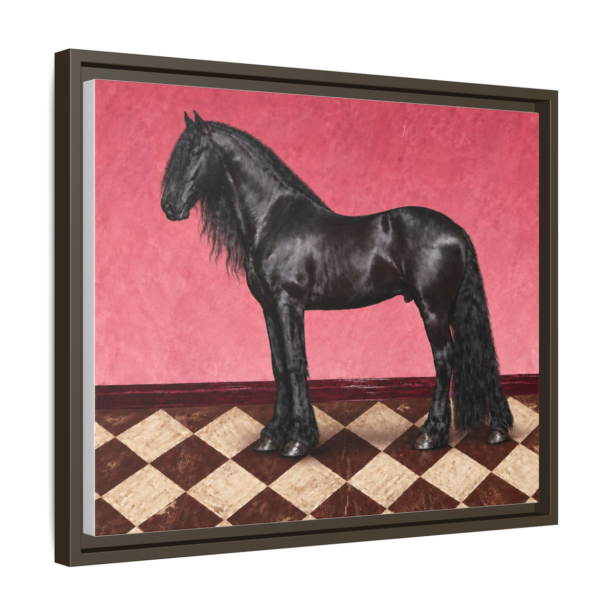 Gentle Giant in Raspberry - Black Friesian Draft Horse Art Print | Equestrian Wall Art