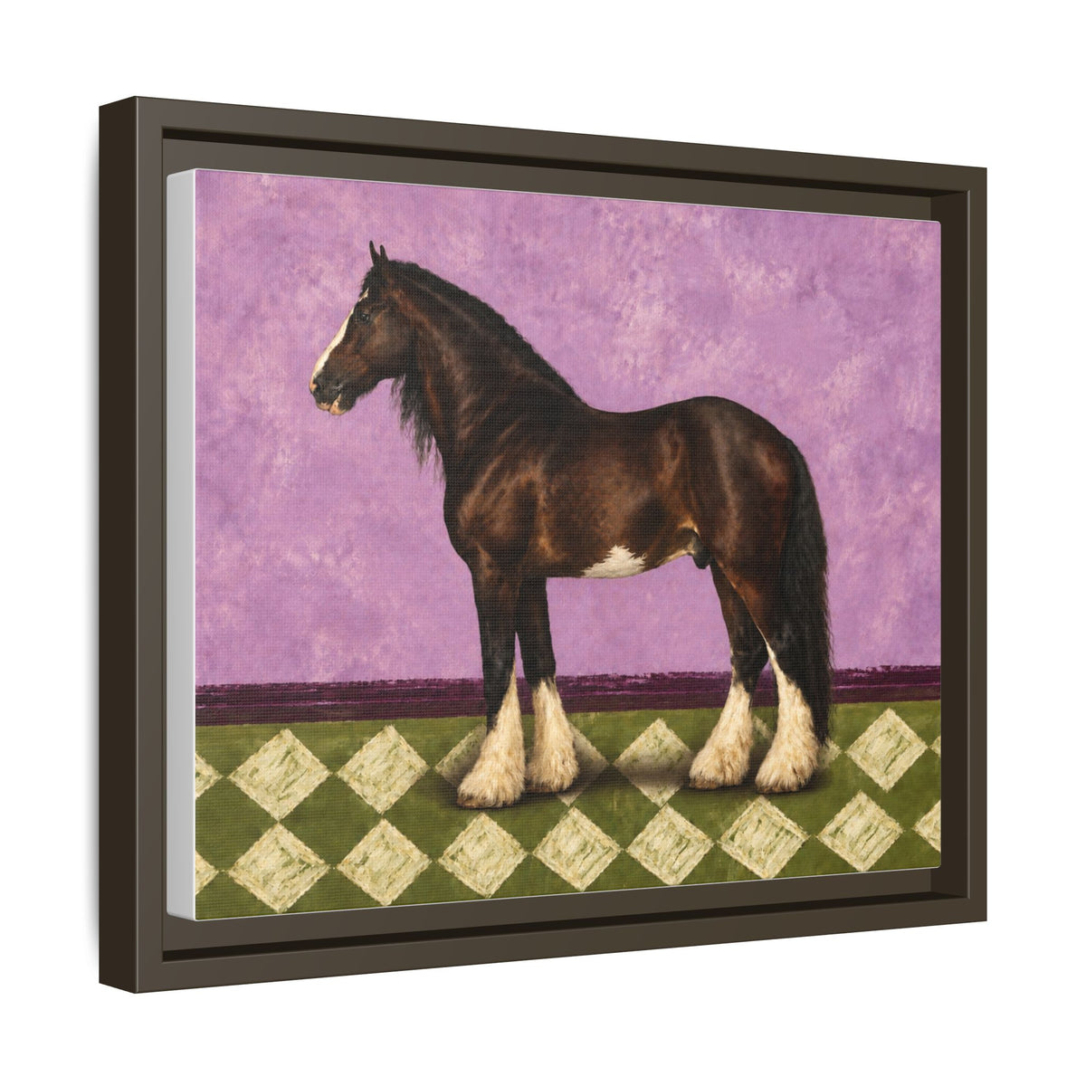 Gentle Giant in Lavender — Bay Draft Horse Art Print on 
Canvas- Framed