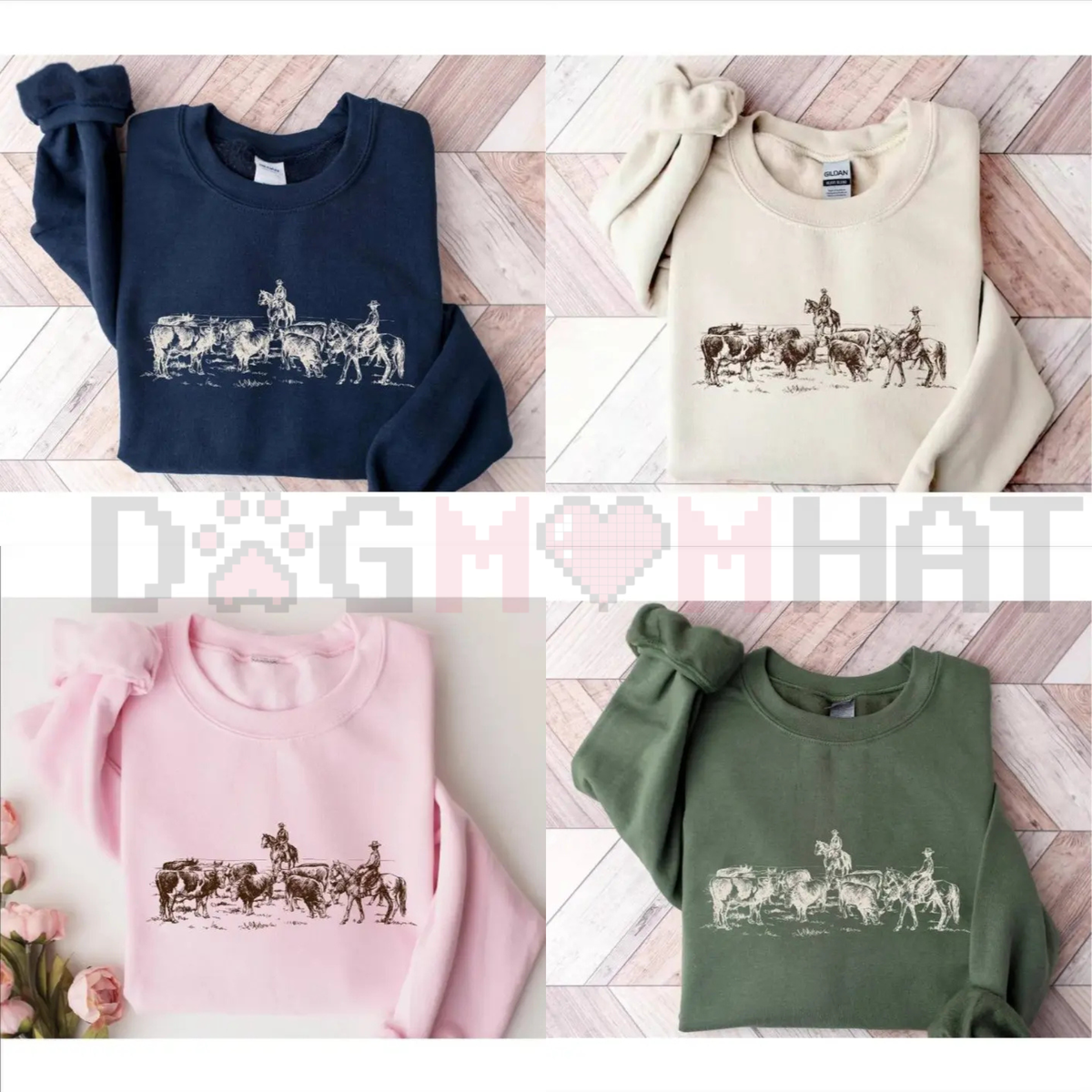 Vintage Cowboy Rodeo Sweatshirt – Retro Horse Western Crewneck, Unisex Country Lifestyle Jumper, Cowboy and Cows Graphic Pullover, Western Gift for Her & Him