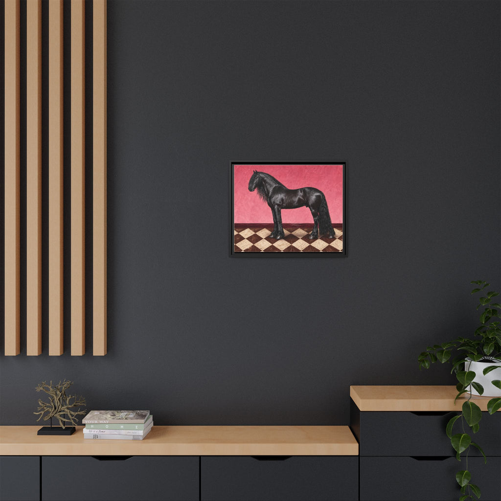 Gentle Giant in Raspberry - Black Friesian Draft Horse Art Print | Equestrian Wall Art