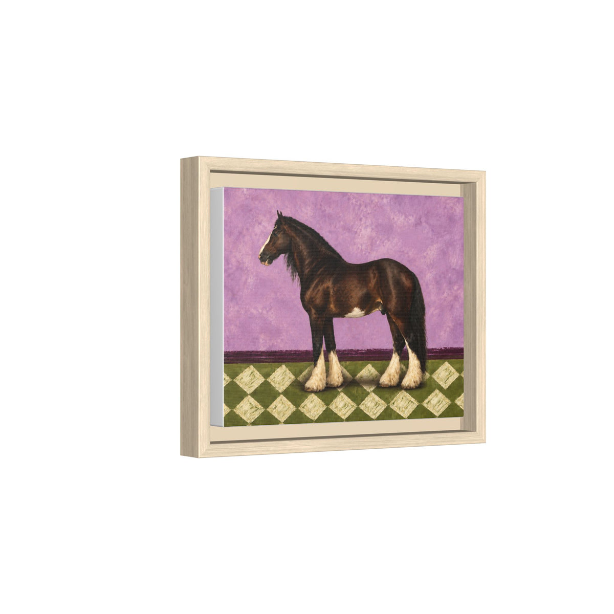 Gentle Giant in Lavender — Bay Draft Horse Art Print on 
Canvas- Framed