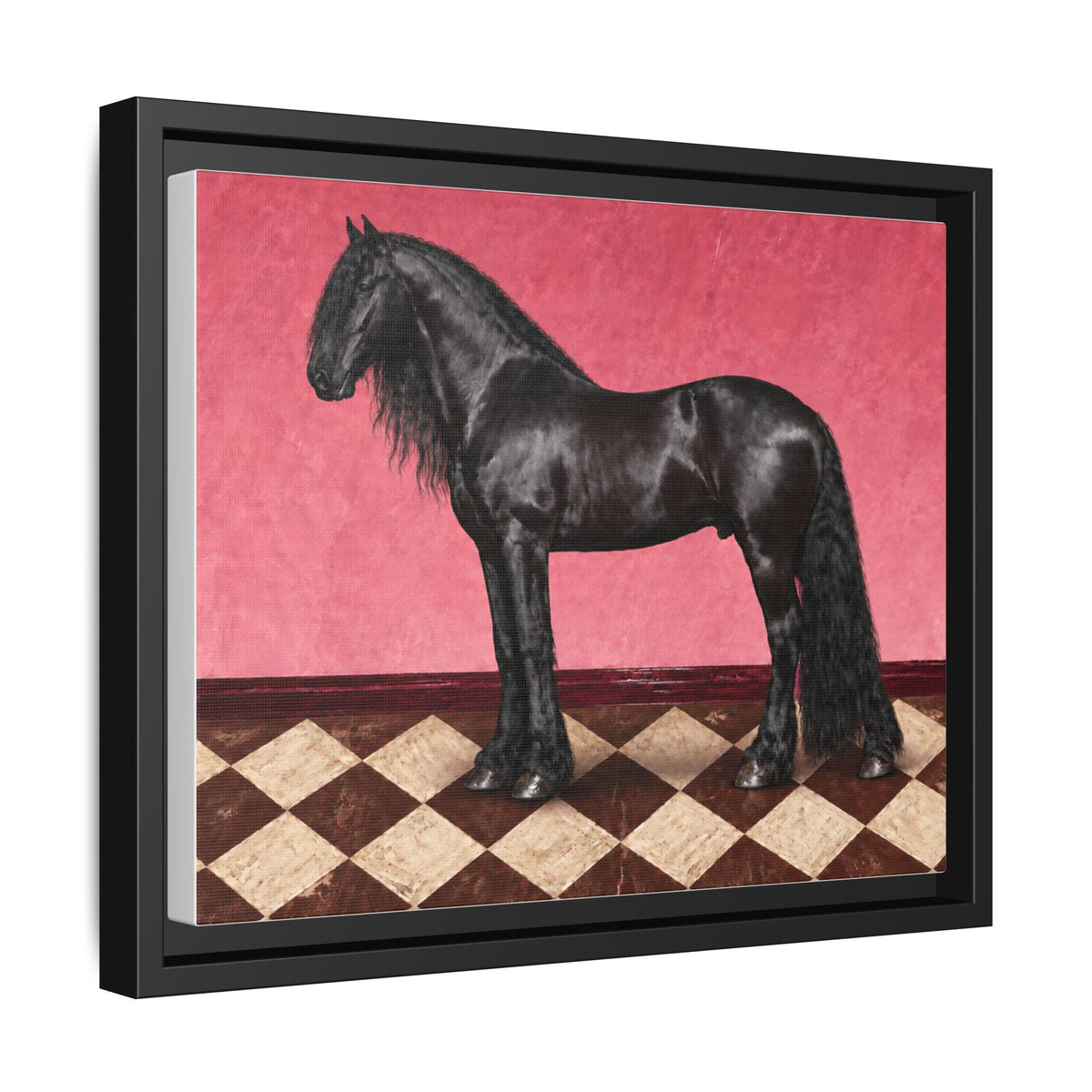 Gentle Giant in Raspberry - Black Friesian Draft Horse Art Print | Equestrian Wall Art
