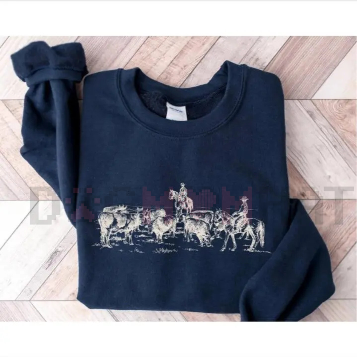 Vintage Cowboy Rodeo Sweatshirt – Retro Horse Western Crewneck, Unisex Country Lifestyle Jumper, Cowboy and Cows Graphic Pullover, Western Gift for Her & Him
