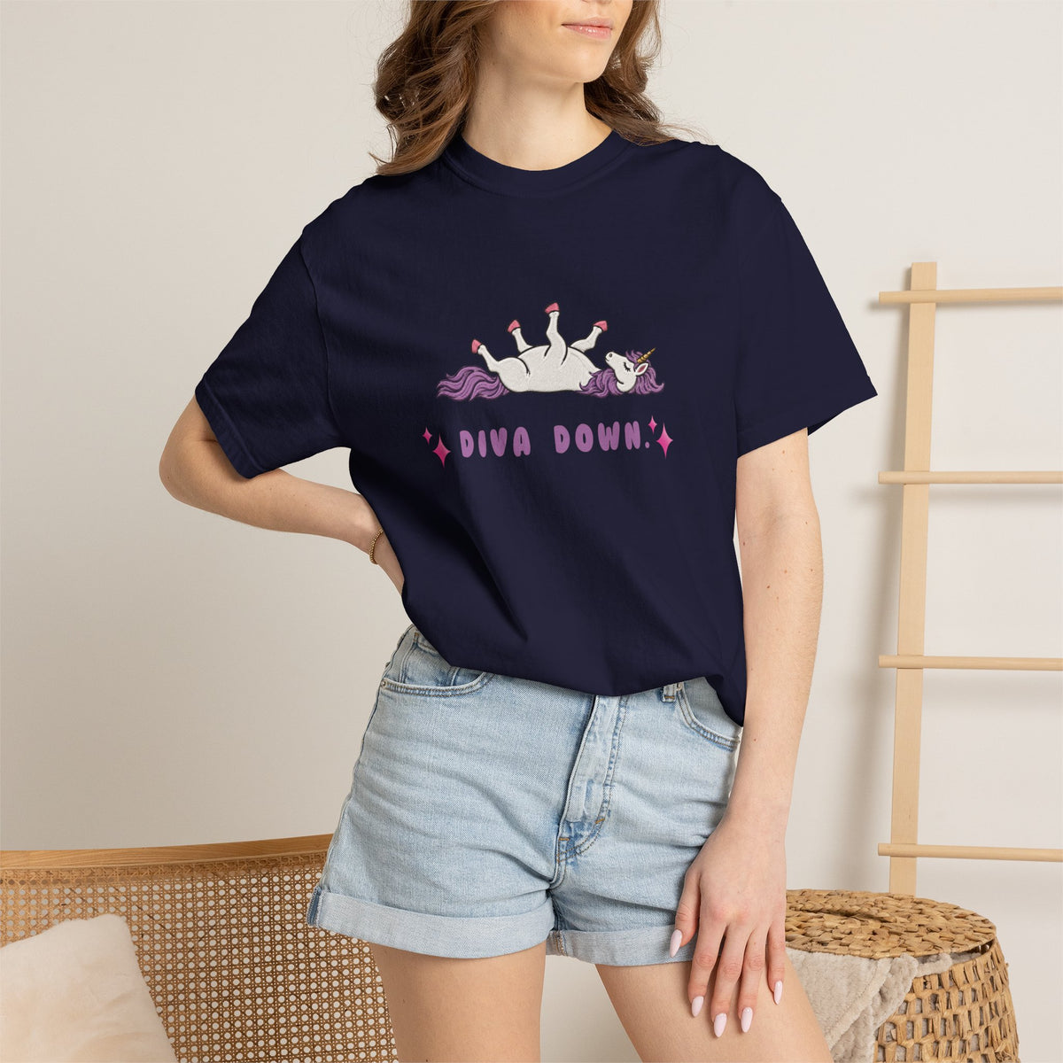 Diva Down Comfort Colors T-shirt