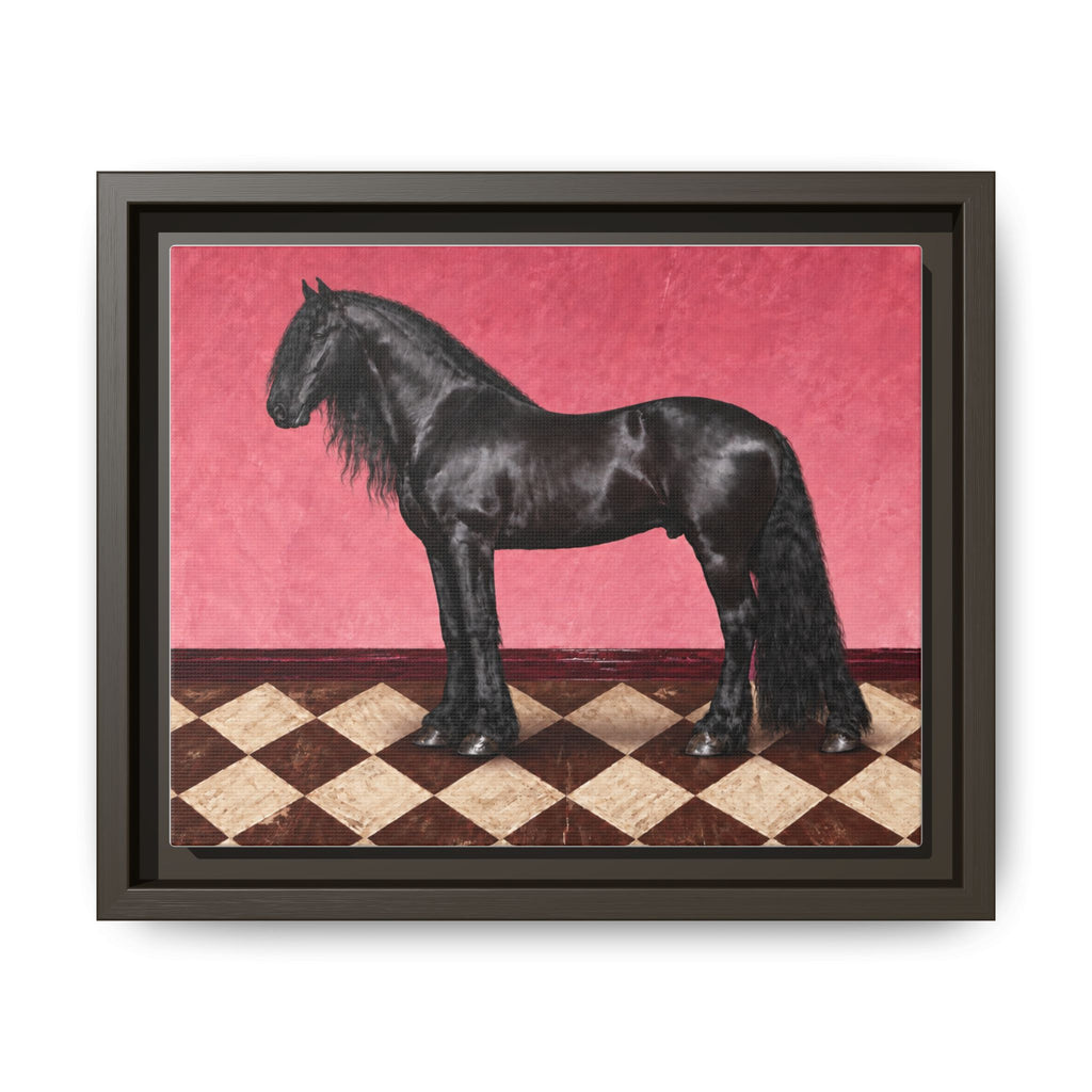 Gentle Giant in Raspberry - Black Friesian Draft Horse Art Print | Equestrian Wall Art