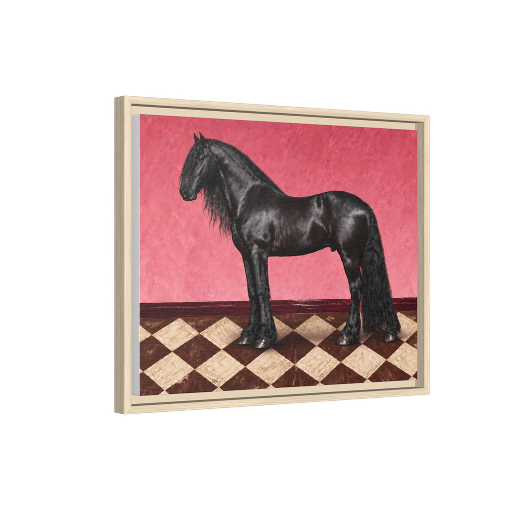 Gentle Giant in Raspberry - Black Friesian Draft Horse Art Print | Equestrian Wall Art