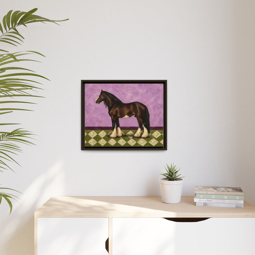 Gentle Giant in Lavender — Bay Draft Horse Art Print on 
Canvas- Framed