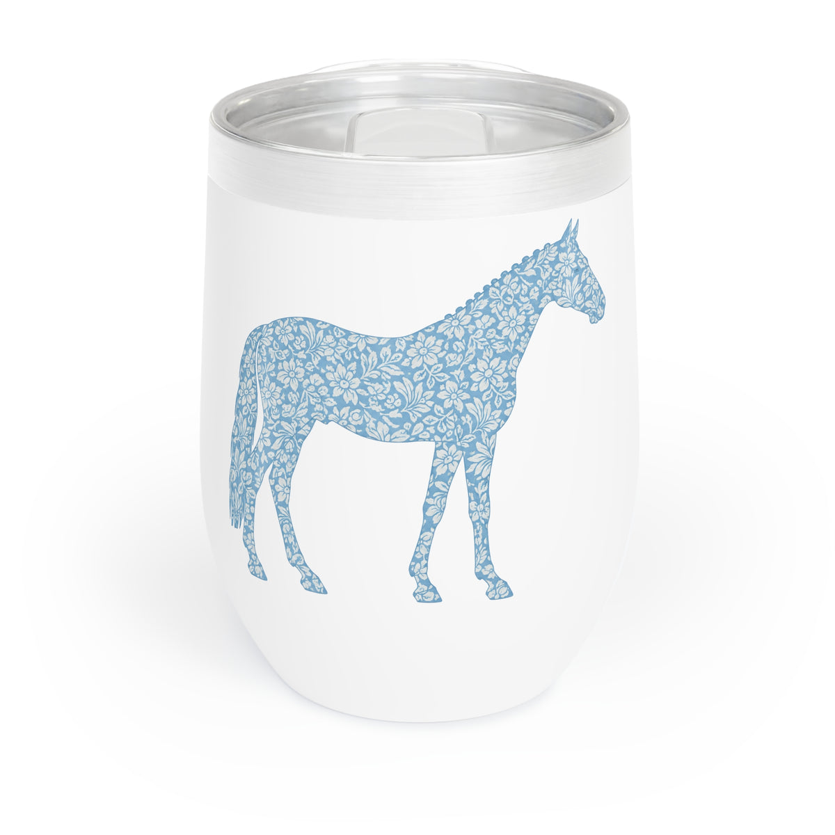 Blue Ribbon Bloom Wine Tumbler | Horse Equestrian Cup