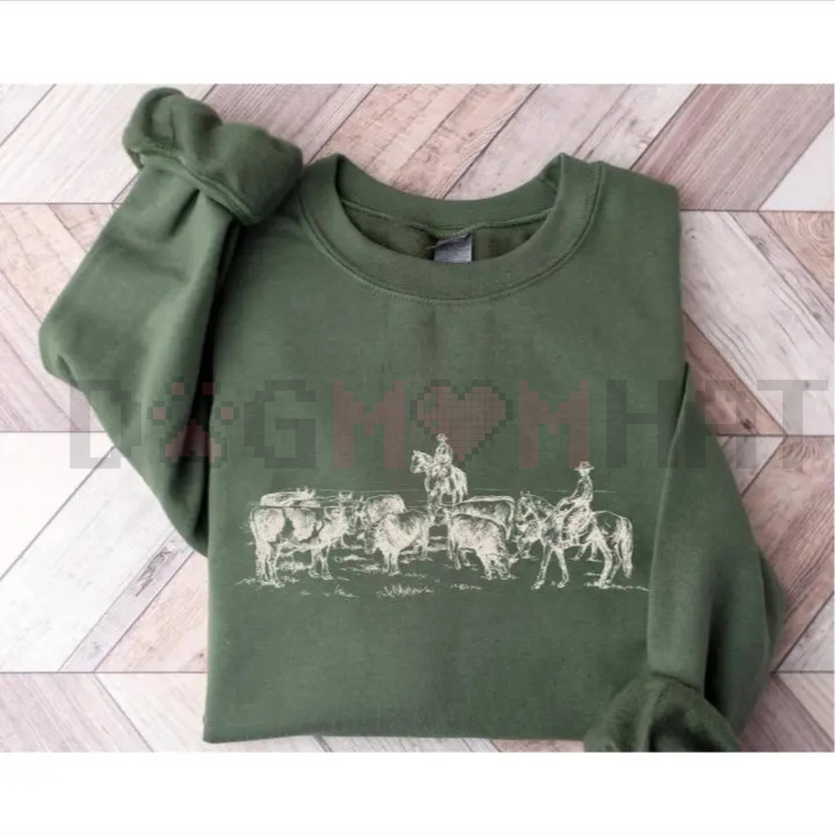 Vintage Cowboy Rodeo Sweatshirt – Retro Horse Western Crewneck, Unisex Country Lifestyle Jumper, Cowboy and Cows Graphic Pullover, Western Gift for Her & Him