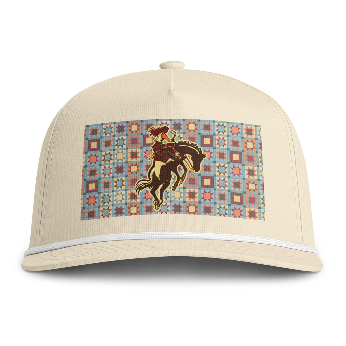 Star Patch Bronc Hat - Western Rodeo Rope Cap - Cowgirl Quilt
