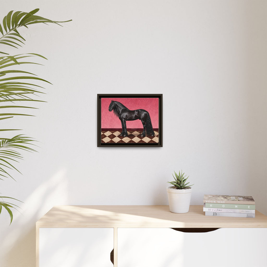Gentle Giant in Raspberry - Black Friesian Draft Horse Art Print | Equestrian Wall Art