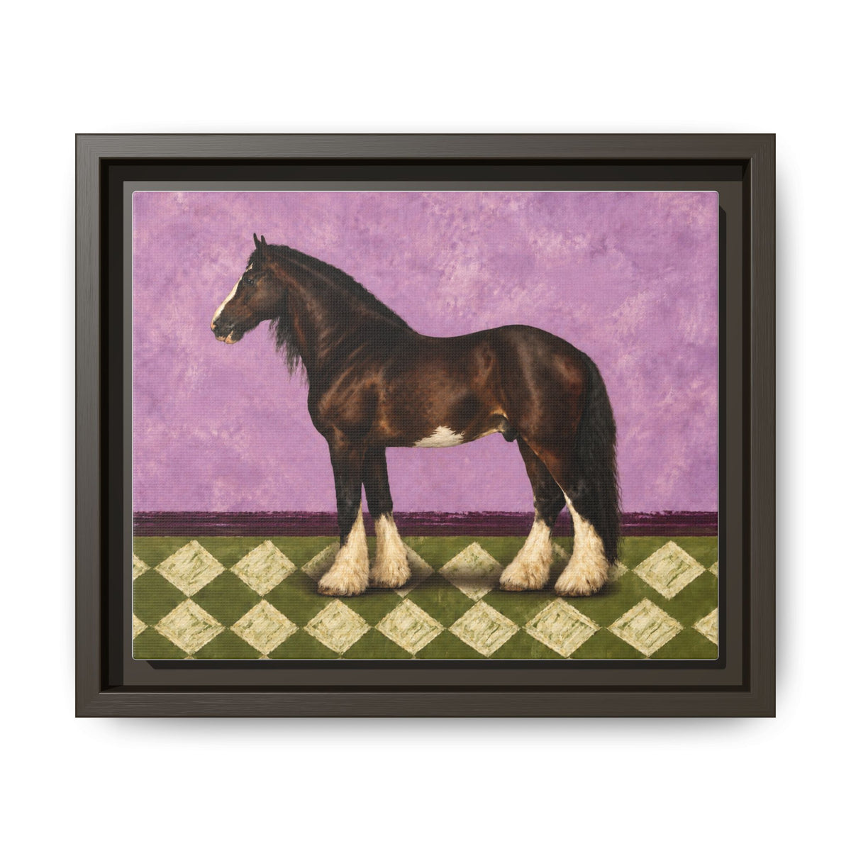 Gentle Giant in Lavender — Bay Draft Horse Art Print on 
Canvas- Framed