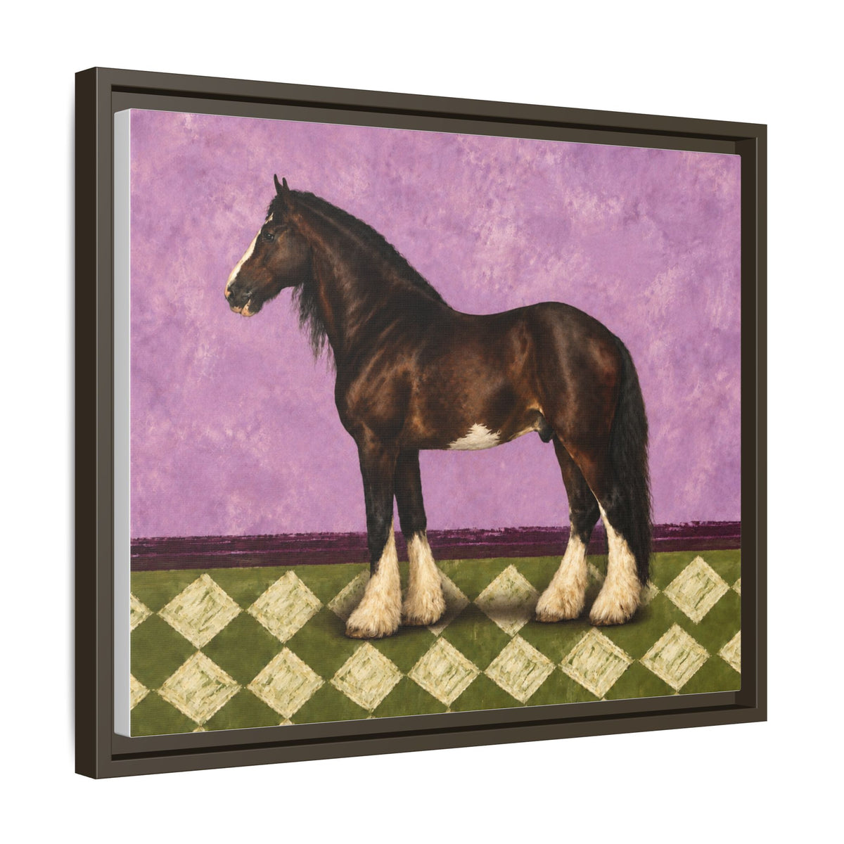 Gentle Giant in Lavender — Bay Draft Horse Art Print on 
Canvas- Framed