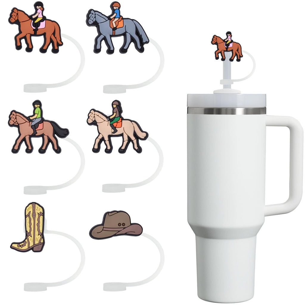 6 Pcs Straw Cover for Stanley Cup Horse Equestrian Straw toppers