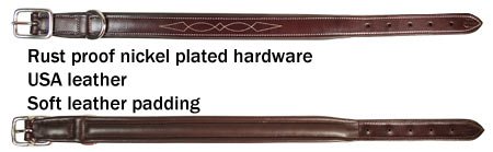 Derby Dog Designer Series USA Leather Padded Fancy Stitch Dog Collar - The Other Equestrian