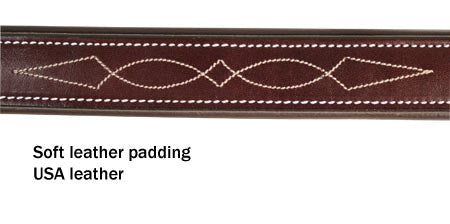 Derby Dog Designer Series USA Leather Padded Fancy Stitch Dog Collar - The Other Equestrian