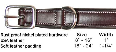 Derby Dog Designer Series USA Leather Padded Fancy Stitch Dog Collar - The Other Equestrian