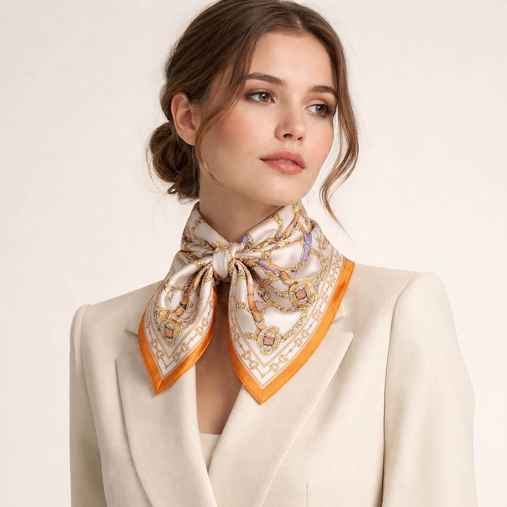 Equestrian Chain and Harness Print Square Bandana Scarf - The Other Equestrian