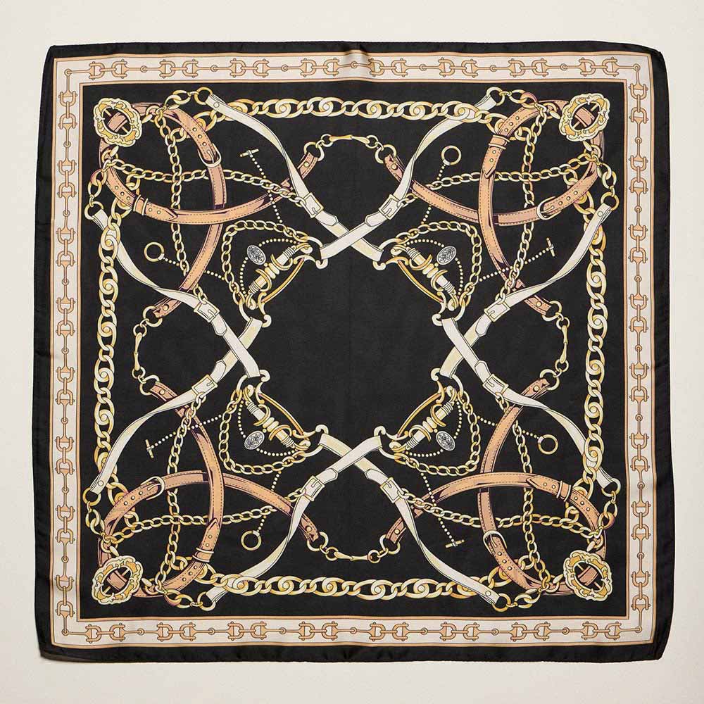 Equestrian Chain and Harness Print Square Bandana Scarf - The Other Equestrian