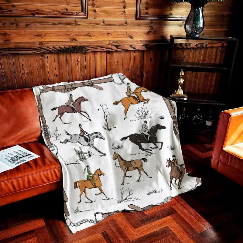 Equestrian Fox Hunting Blanket for Couch and Bed - The Other Equestrian
