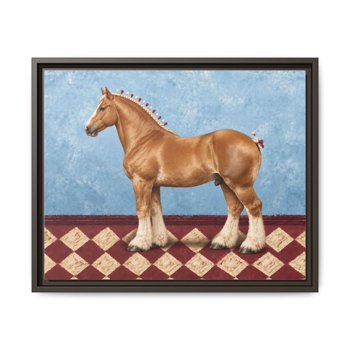 Gentle Giant in Blue - Flaxen Chestnut Belgian Draft Horse Art Print - The Other Equestrian