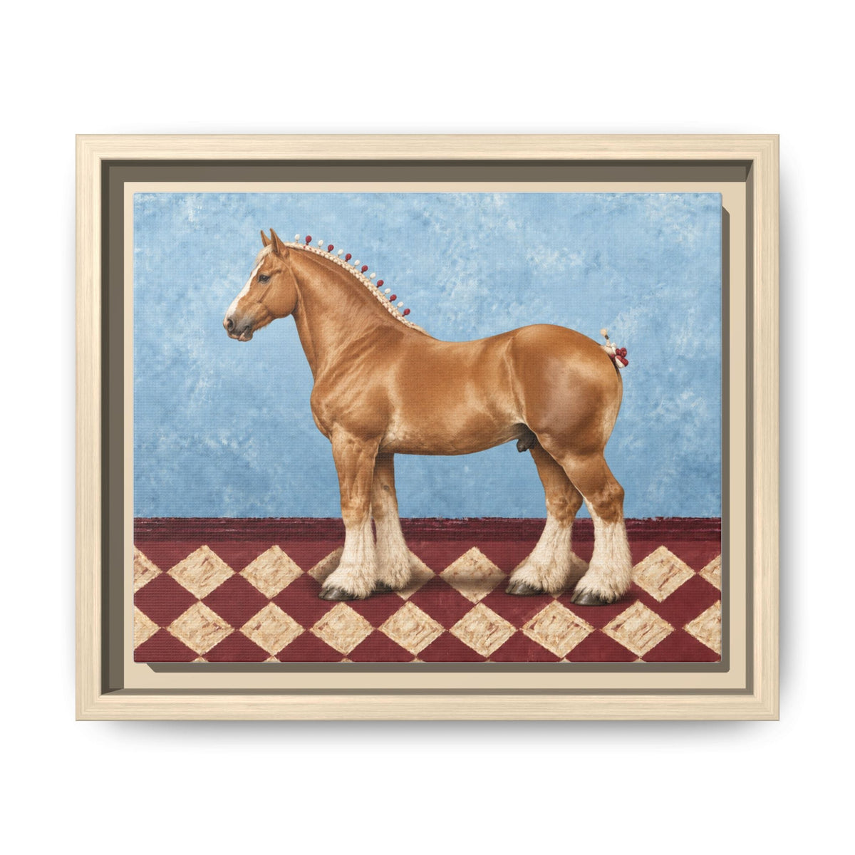 Gentle Giant in Blue - Flaxen Chestnut Belgian Draft Horse Art Print - The Other Equestrian