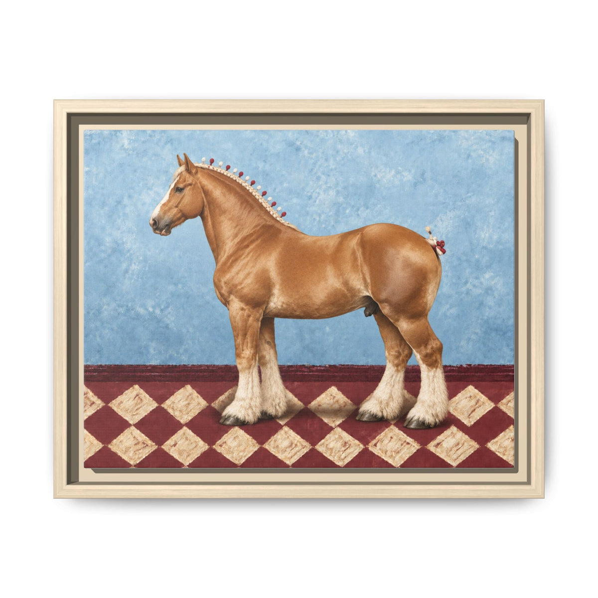 Gentle Giant in Blue - Flaxen Chestnut Belgian Draft Horse Art Print - The Other Equestrian