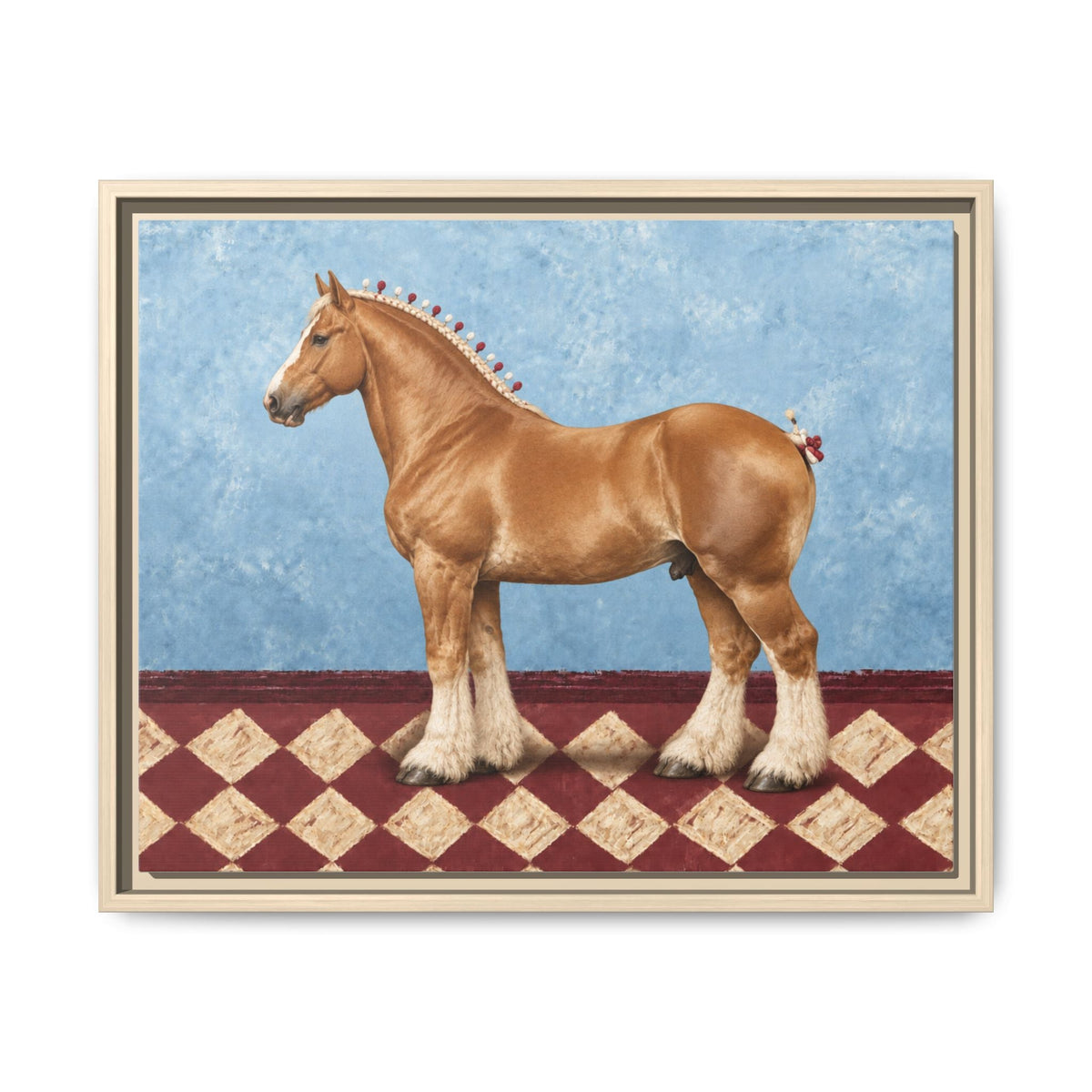 Gentle Giant in Blue - Flaxen Chestnut Belgian Draft Horse Art Print - The Other Equestrian