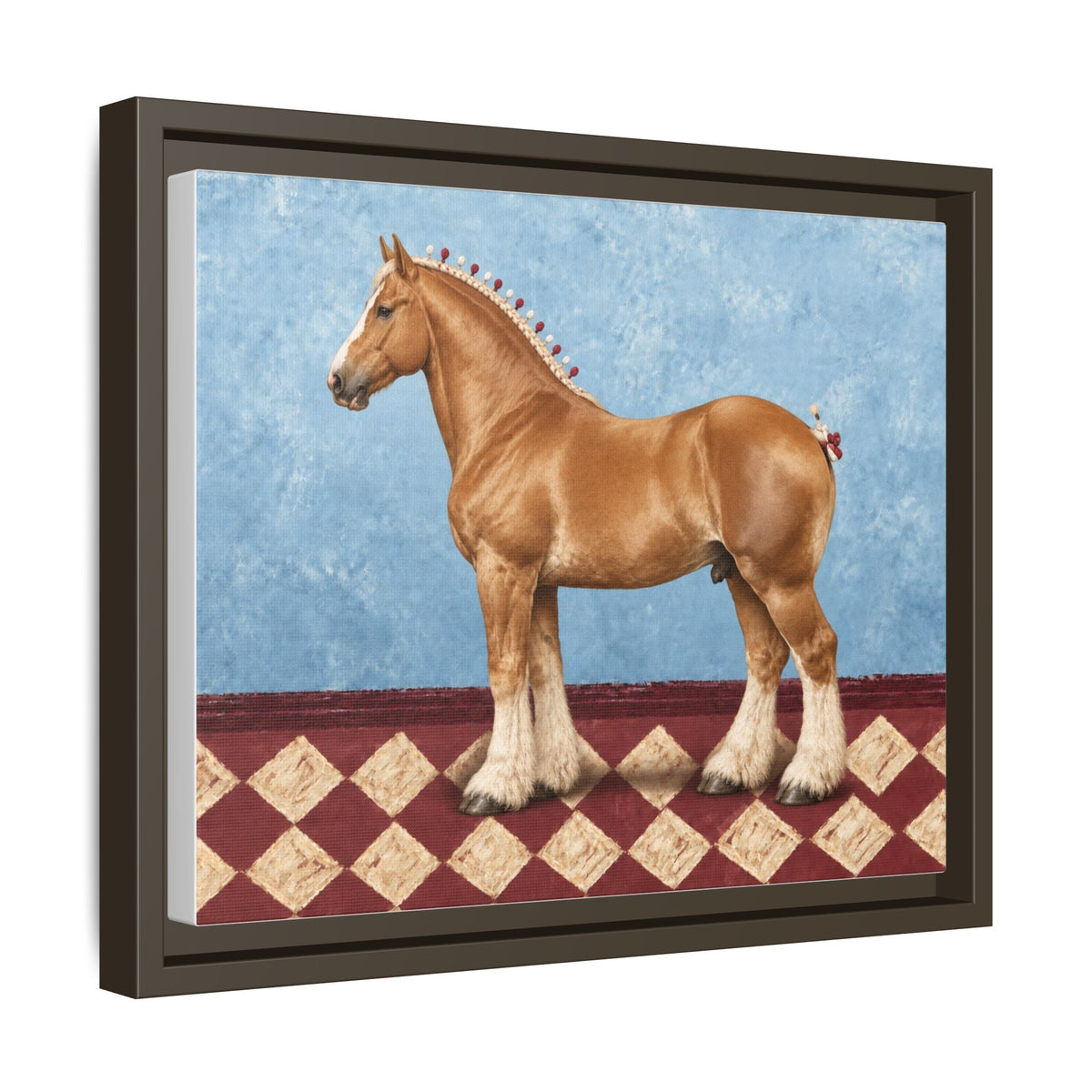 Gentle Giant in Blue - Flaxen Chestnut Belgian Draft Horse Art Print - The Other Equestrian
