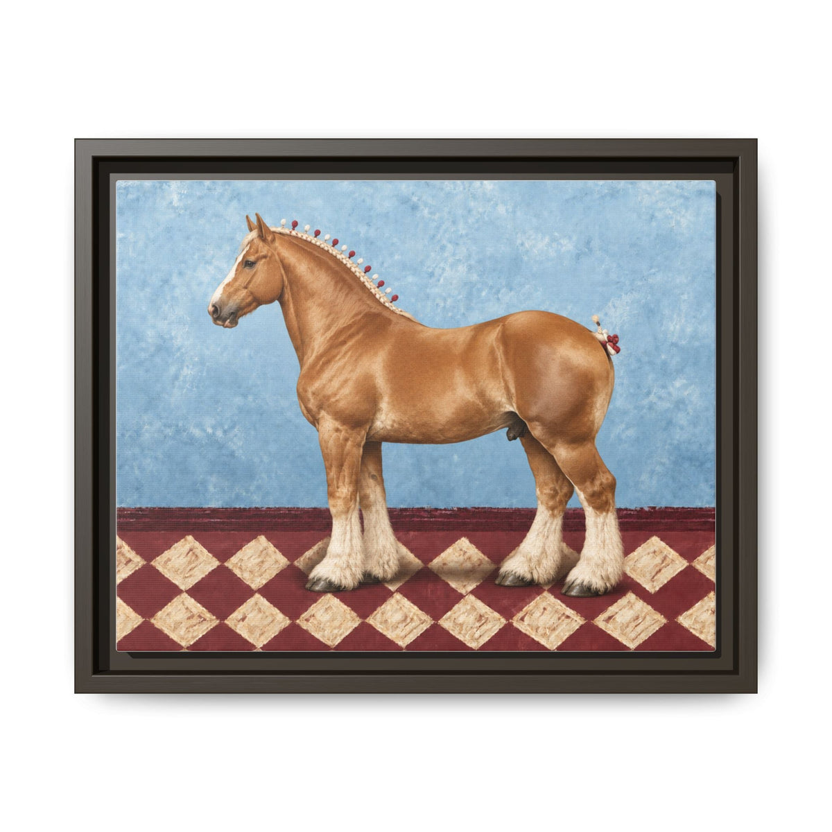 Gentle Giant in Blue - Flaxen Chestnut Belgian Draft Horse Art Print - The Other Equestrian