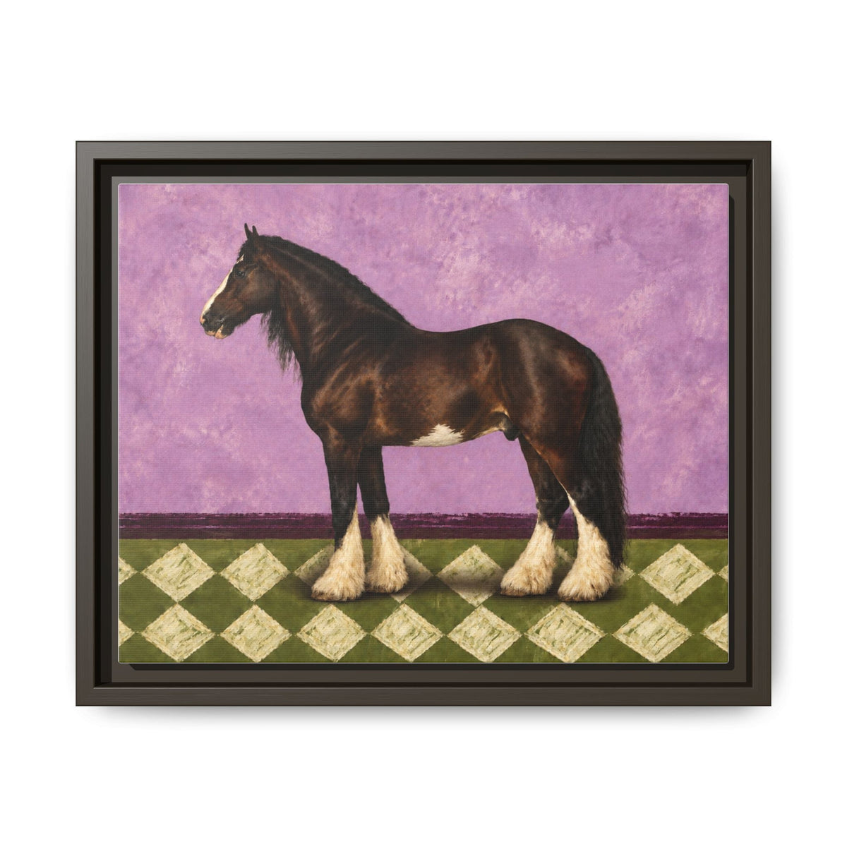 Gentle Giant in Lavender — Bay Draft Horse Art Print on Canvas- Framed - The Other Equestrian