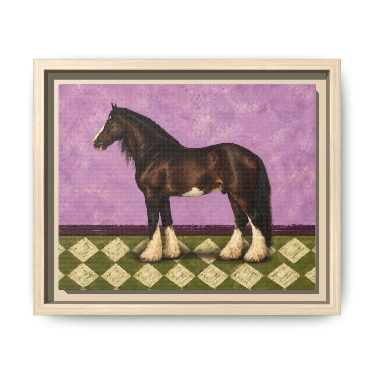 Gentle Giant in Lavender — Bay Draft Horse Art Print on Canvas- Framed - The Other Equestrian