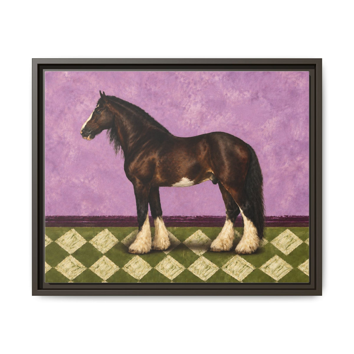 Gentle Giant in Lavender — Bay Draft Horse Art Print on Canvas- Framed - The Other Equestrian