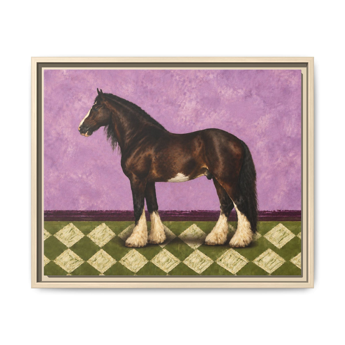 Gentle Giant in Lavender — Bay Draft Horse Art Print on Canvas- Framed - The Other Equestrian