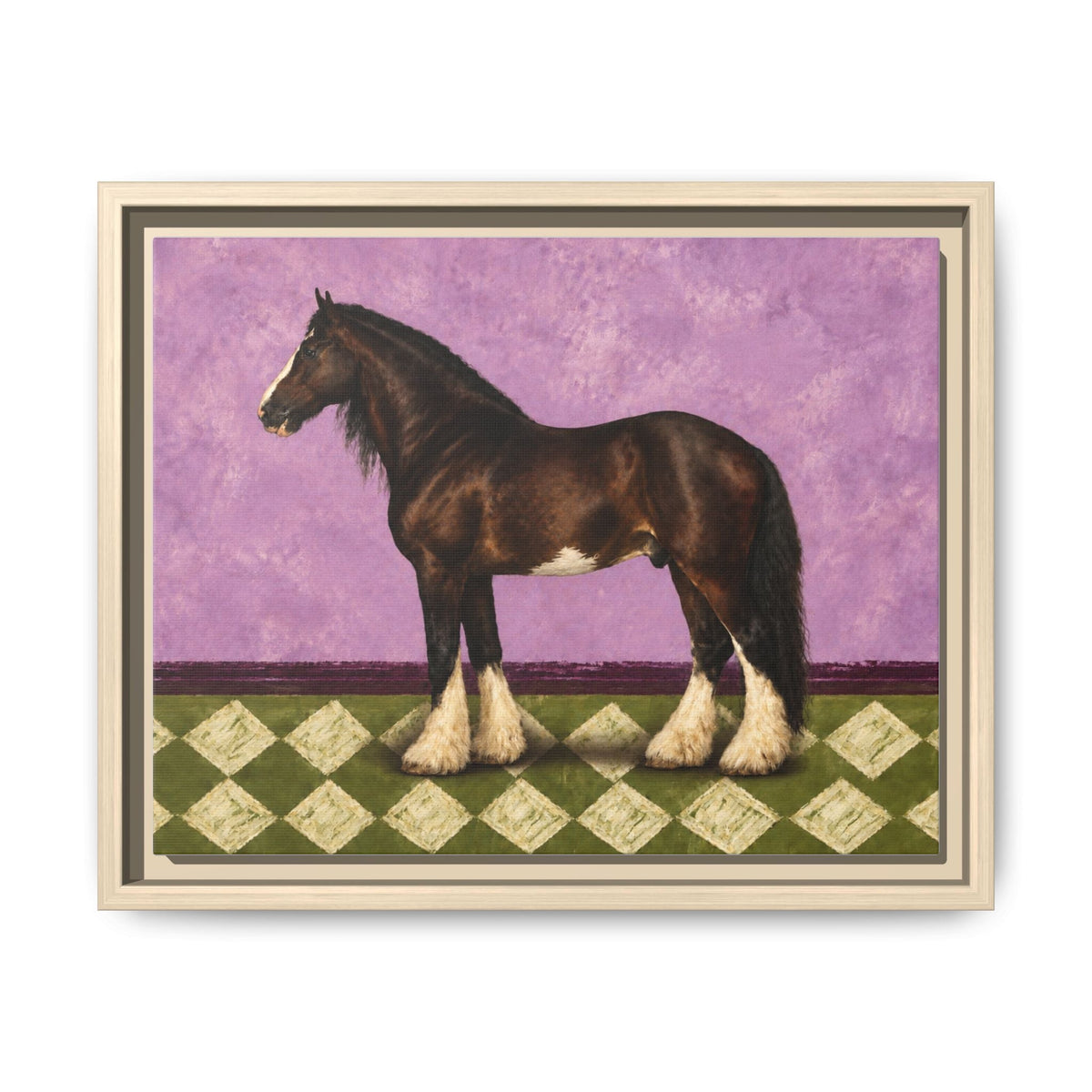 Gentle Giant in Lavender — Bay Draft Horse Art Print on Canvas- Framed - The Other Equestrian