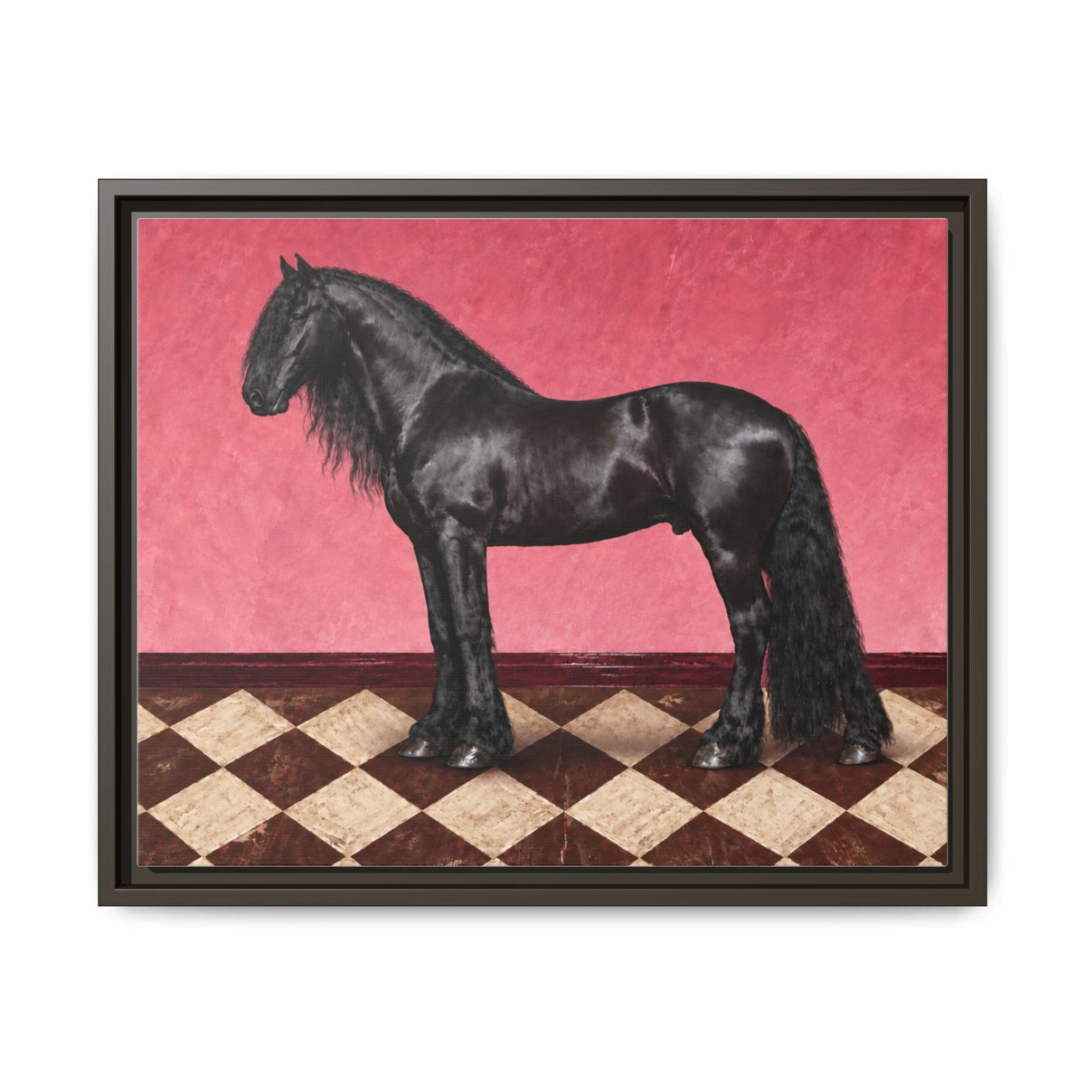 Gentle Giant in Raspberry - Black Friesian Draft Horse Art Print | Equestrian Wall Art - The Other Equestrian
